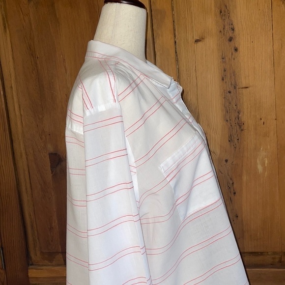CATO White & Coral Pink Striped Cotton lightweight blouse Sz. XL - Picture 2 of 14